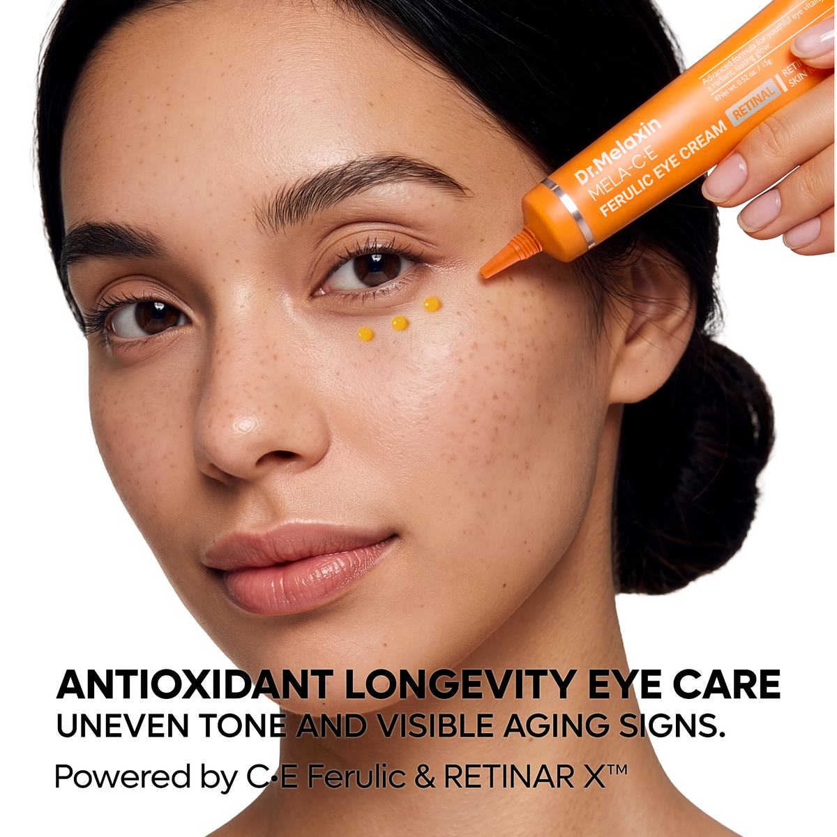 Dr.Melaxin Mela-CE Ferulic Eye Cream applied under the eye