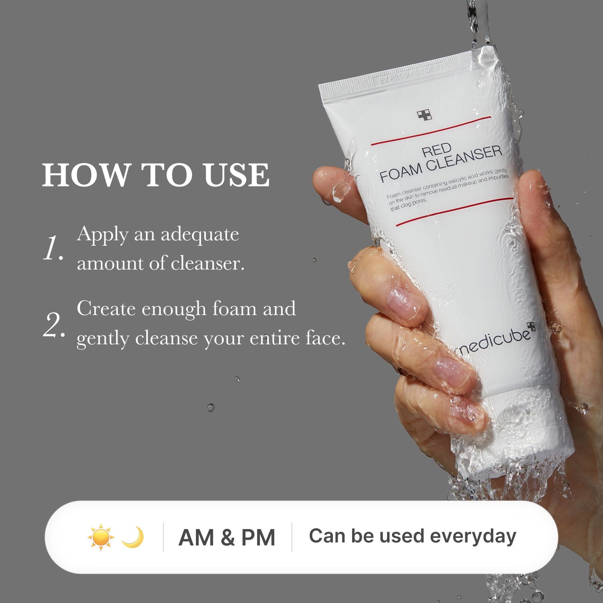 Medicube Red Foam Cleanser - how to use