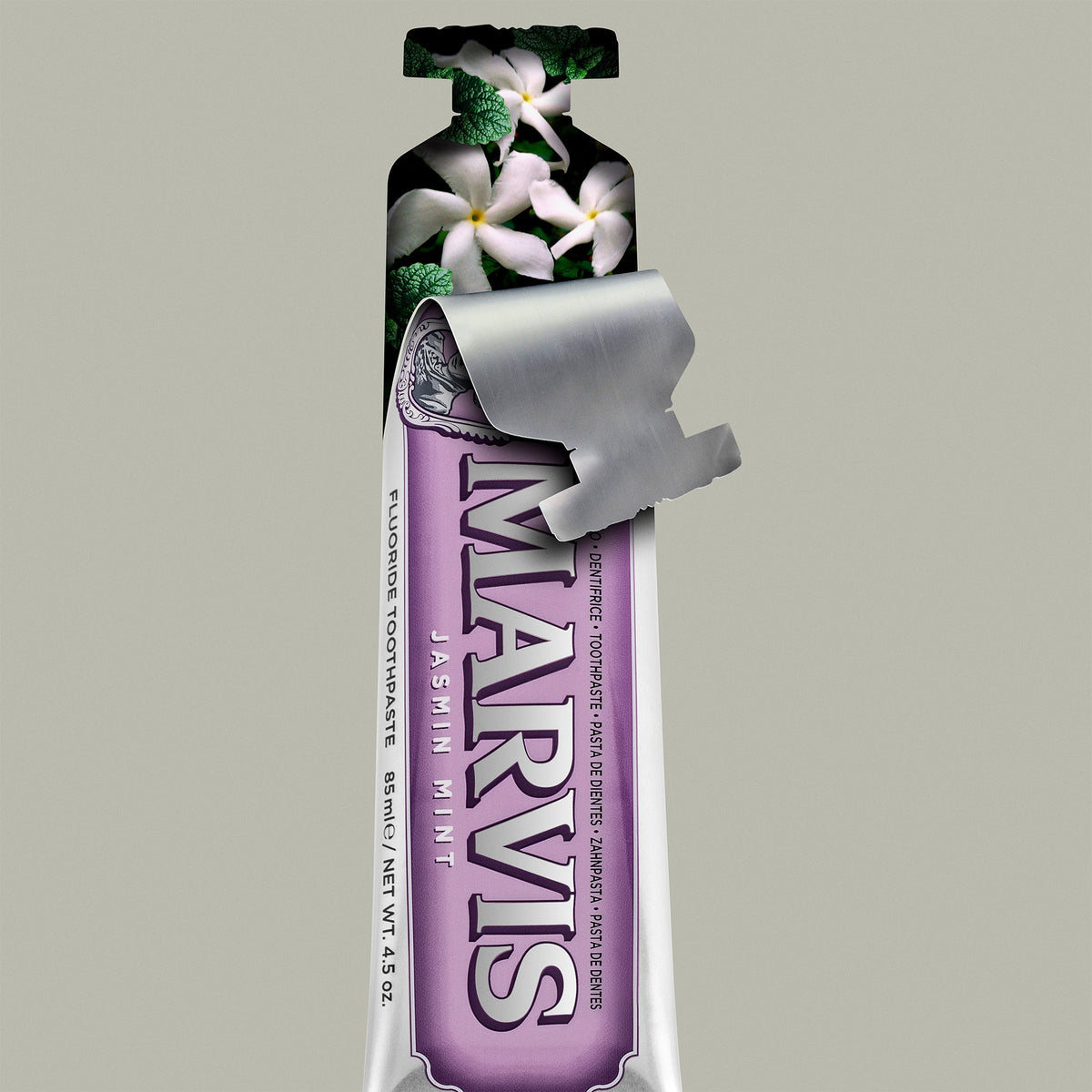 Marvis Jasmin Mint Toothpaste with jasmin flowers and mint