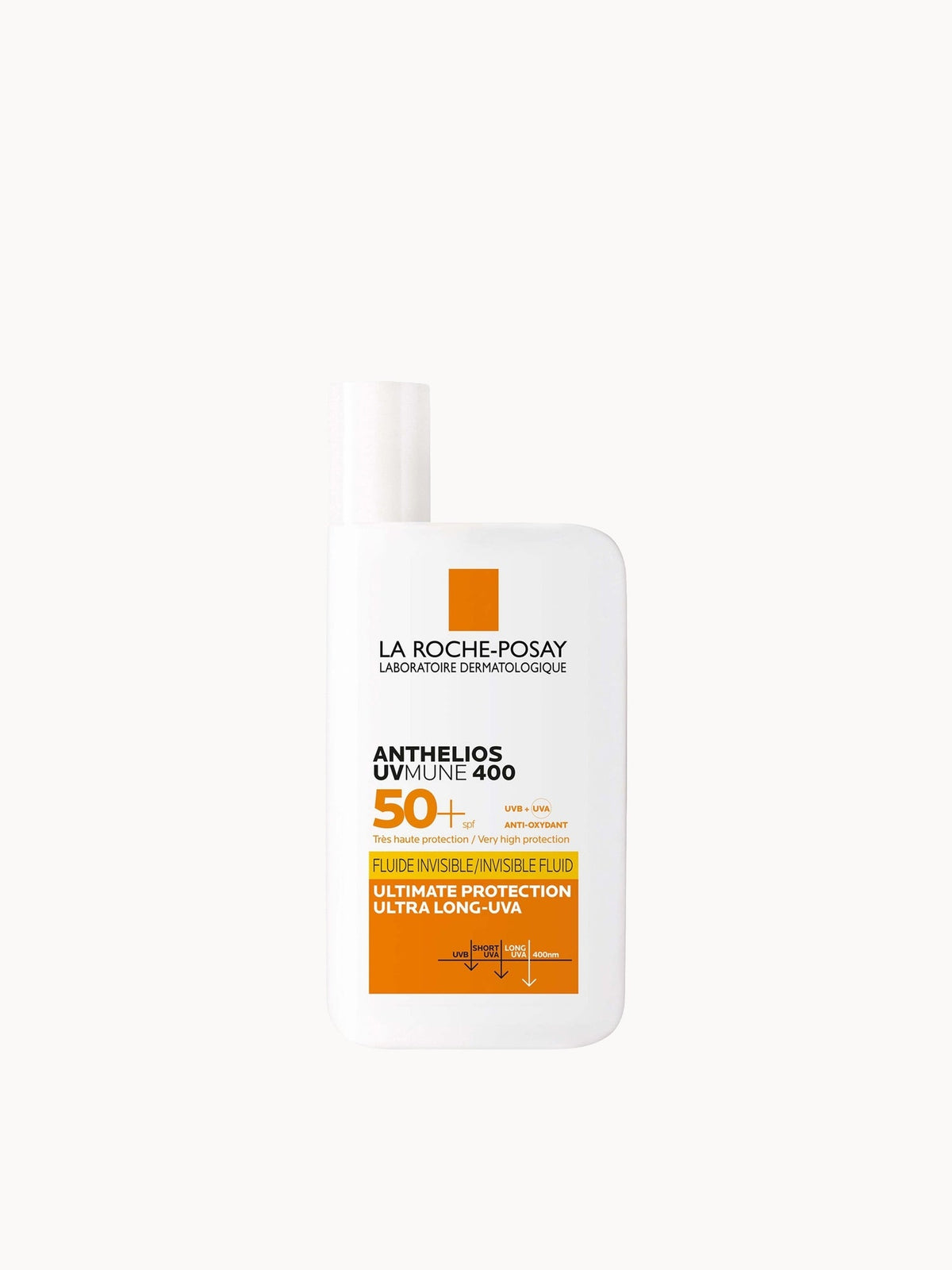 La Roche-Posay Anthelios UVMune 400 Invisible Fluid SPF50+, product packaging detail