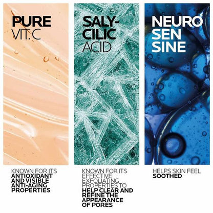 Key ingredients in La Roche-Posay Vitamin C12 Serum: pure vitamin C, salicylic acid, neurosensine