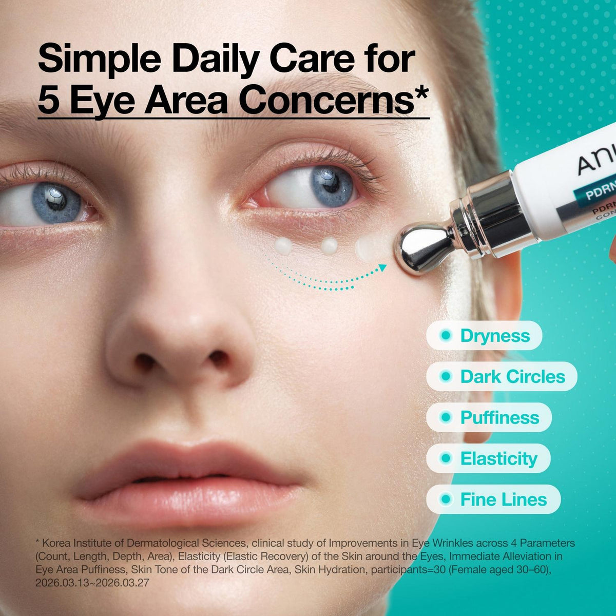 Anua PDRN Caffeine Eye Cream targets 5 eye area concerns