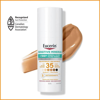 Eucerin Sun Tinted Sensitive Mineral Face Sunscreen Lotion SPF 35
