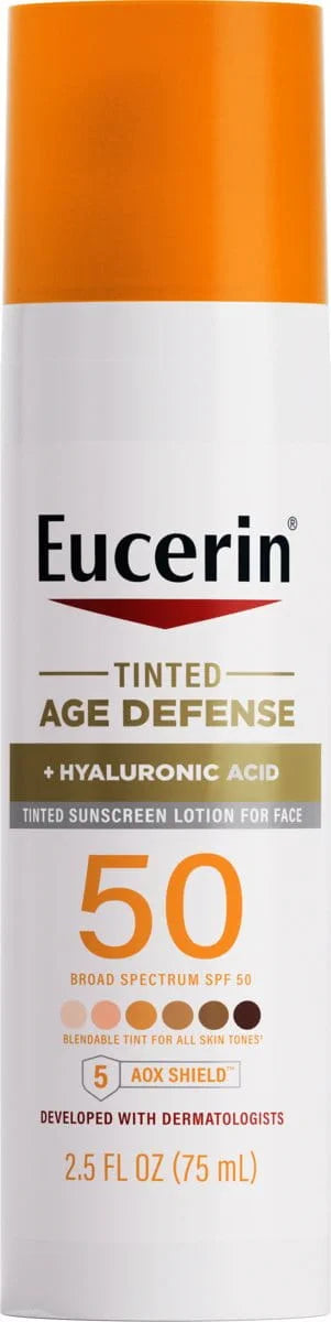 Eucerin Sun Tinted Age Defense SPF 50 Face Sunscreen Lotion with Hyaluronic Acid