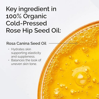 100% Organic Cold-Pressed Rose Hip Se- 1 oz / 30 mled Oil