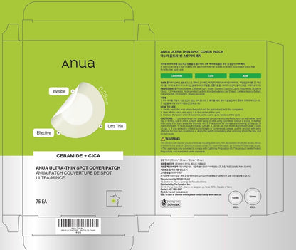 Anua Ultra-Thin Spot Cover Patch Invisible Hydrocolloid Acne Patches, Soothes & Reduces Breakouts