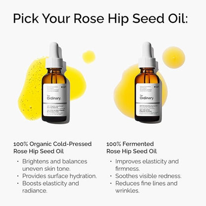 100% Organic Cold-Pressed Rose Hip Se- 1 oz / 30 mled Oil