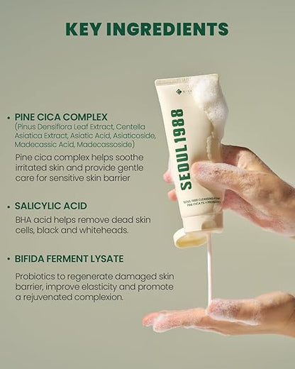 SEOUL 1988 cleansing Foam: Pine Cica 1% + Probiotics (150ml)