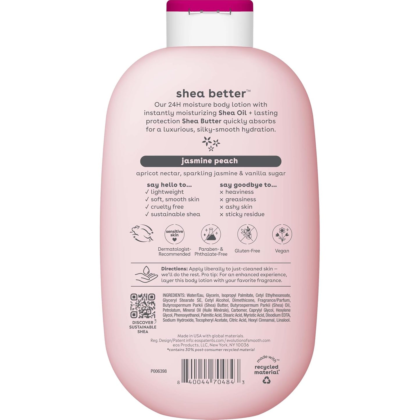 EOS - 24H Moisture Body Lotion, Jasmine Peach,(473 ml)