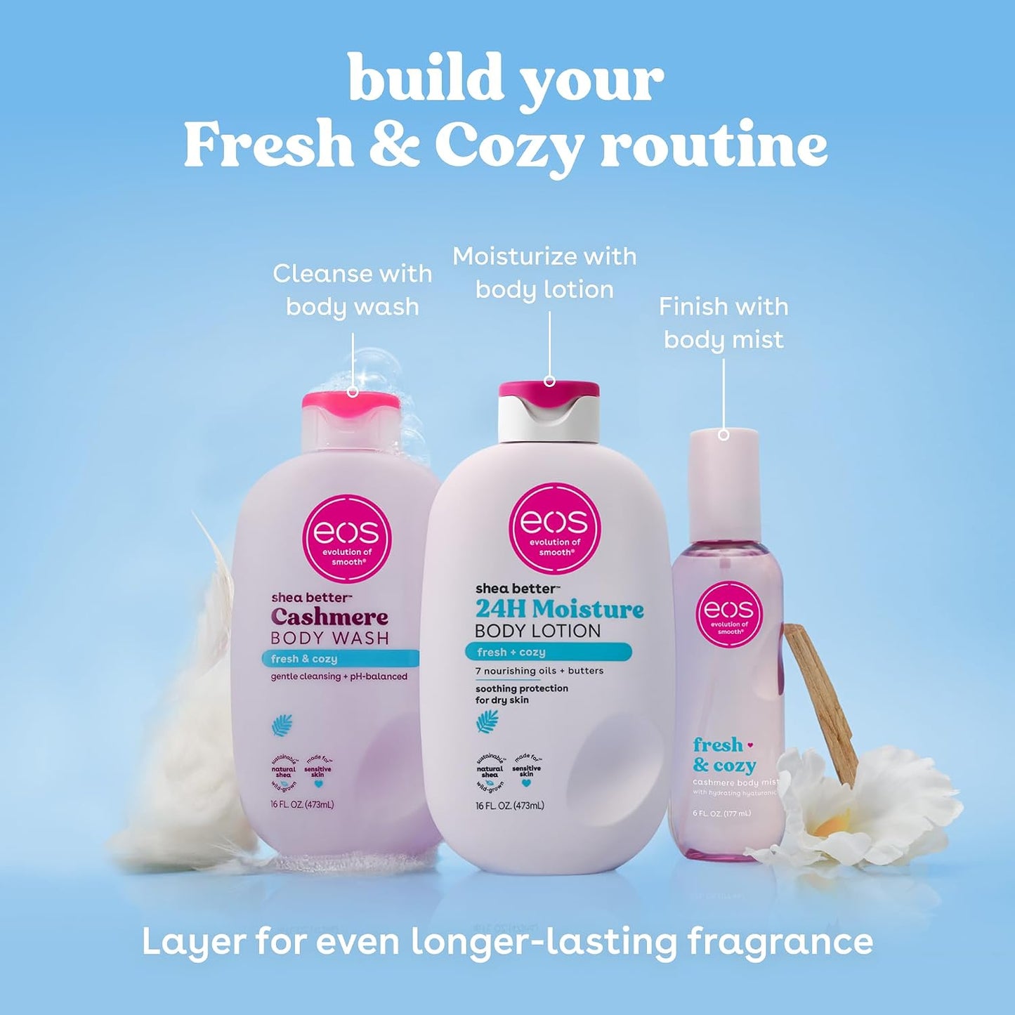 EOS - 24H Moisture Body Lotion, Fresh & Cozy,(473 ml)