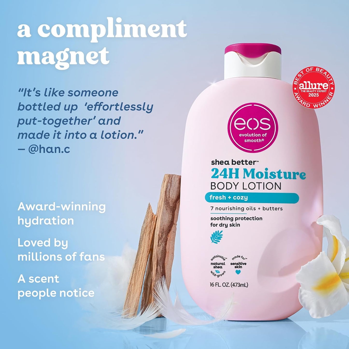 EOS - 24H Moisture Body Lotion, Fresh & Cozy,(473 ml)