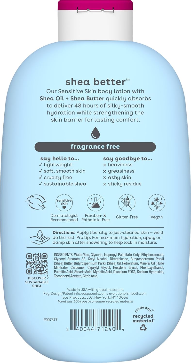 EOS - Sensitive Skin Body Lotion - Fragrance-Free, 48-Hour Moisture, (473ml)