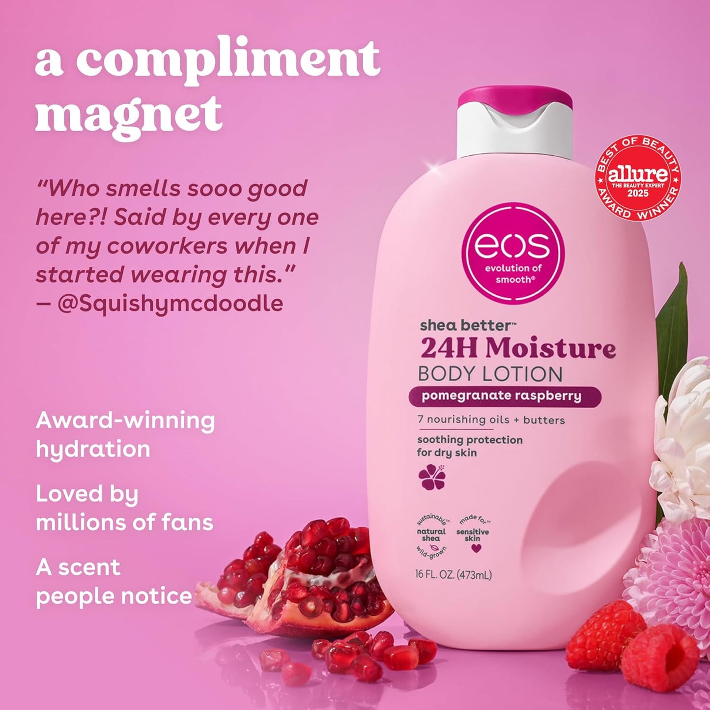 EOS - 24H Moisture Body Lotion, Pomegranate Raspberry,(473 ml)