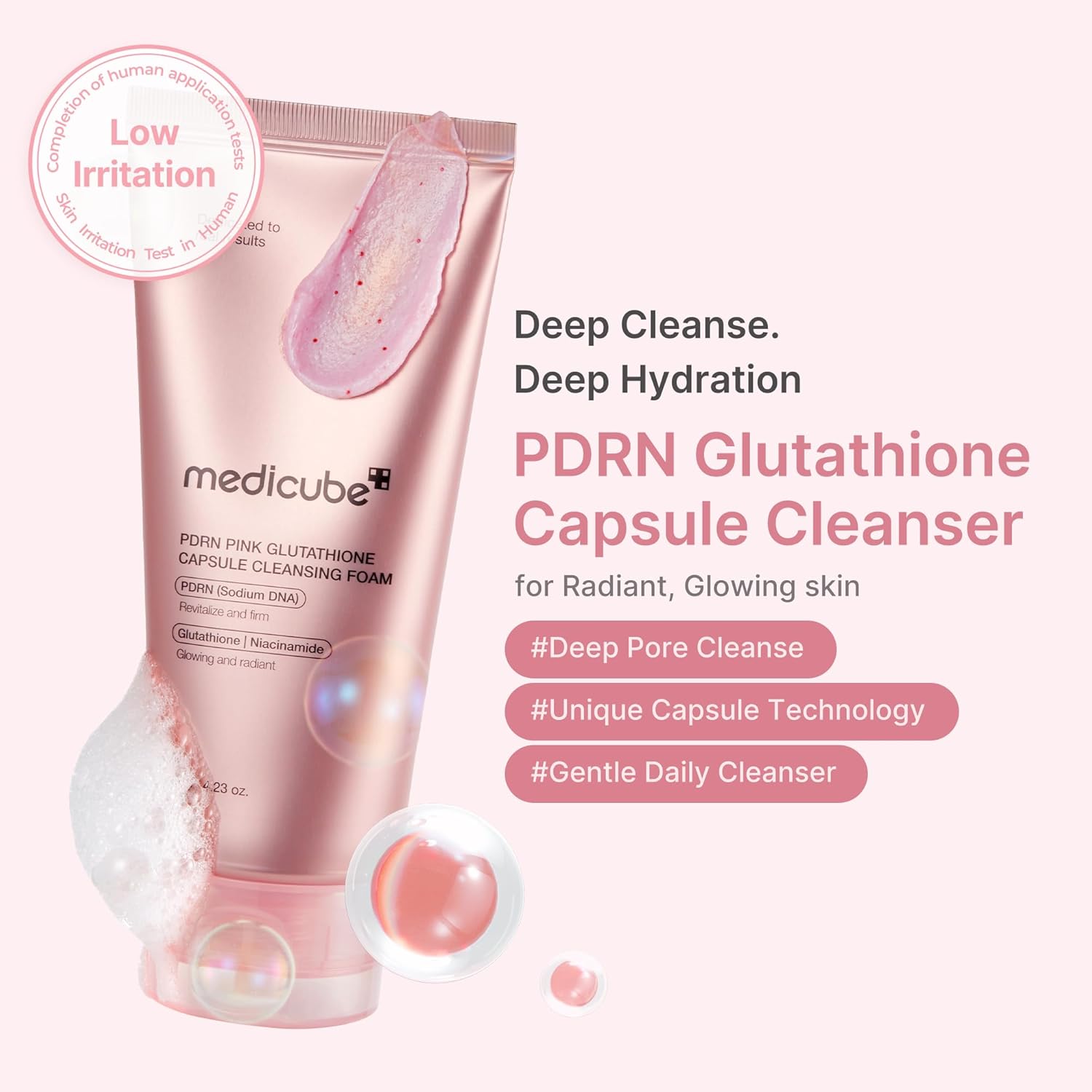 Medicube PDRN Pink Glutathione Capsule Cleansing Foam 2