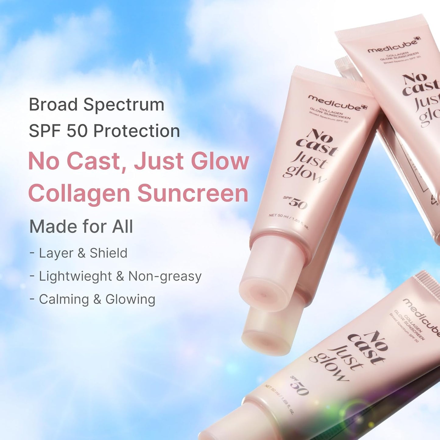 Medicube Collagen No Cast Just Glow Sunscreen SPF50 PA++++ - 50ml