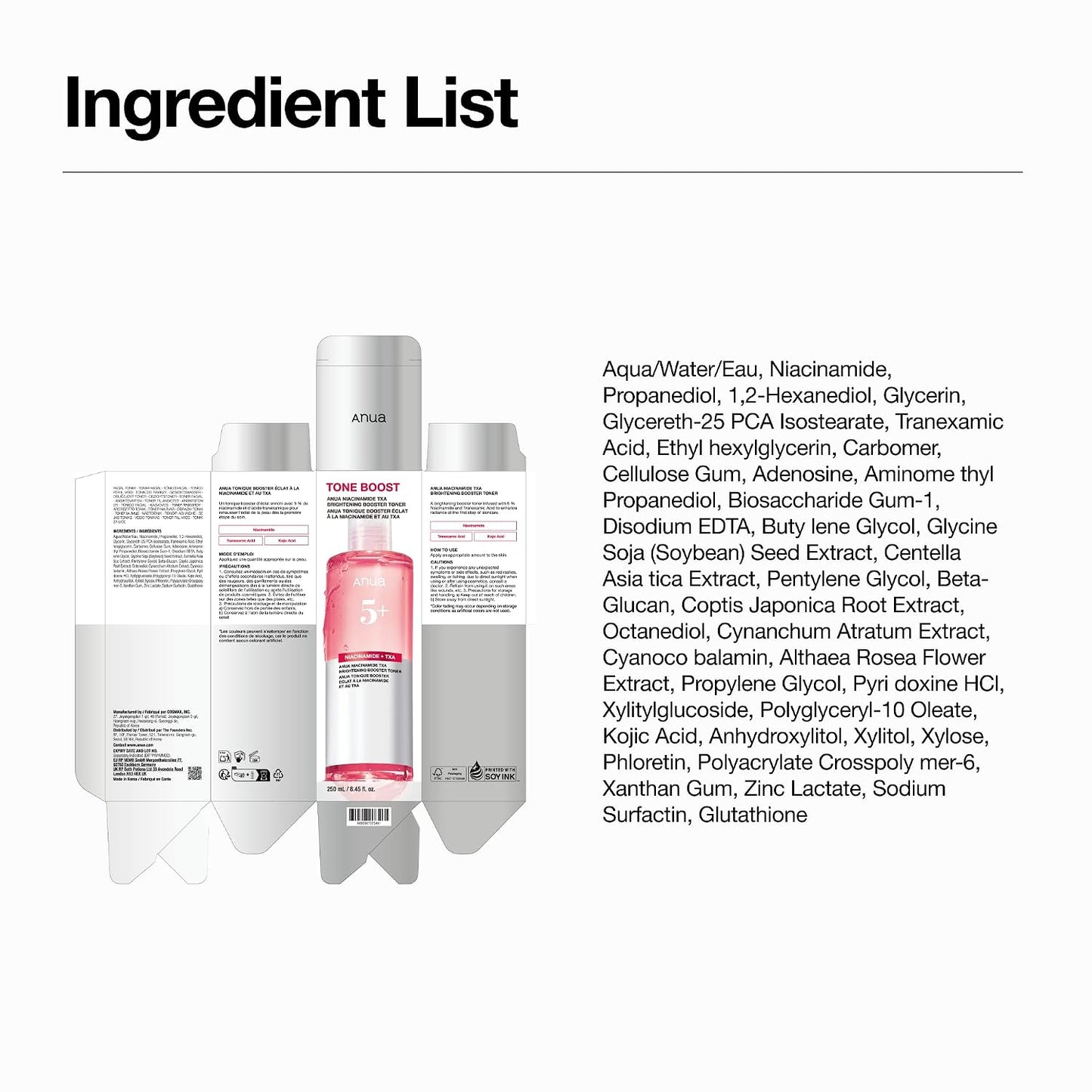 Anua 5+ Niacinamide TXA Brightening Booster Toner 250ml