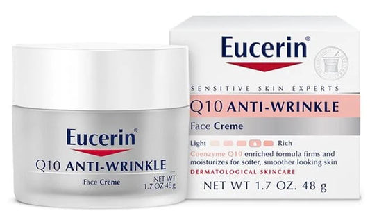 Eucerin Q10 Anti-Wrinkle Face Cream, Unscented Face Cream for Sensitive Skin
