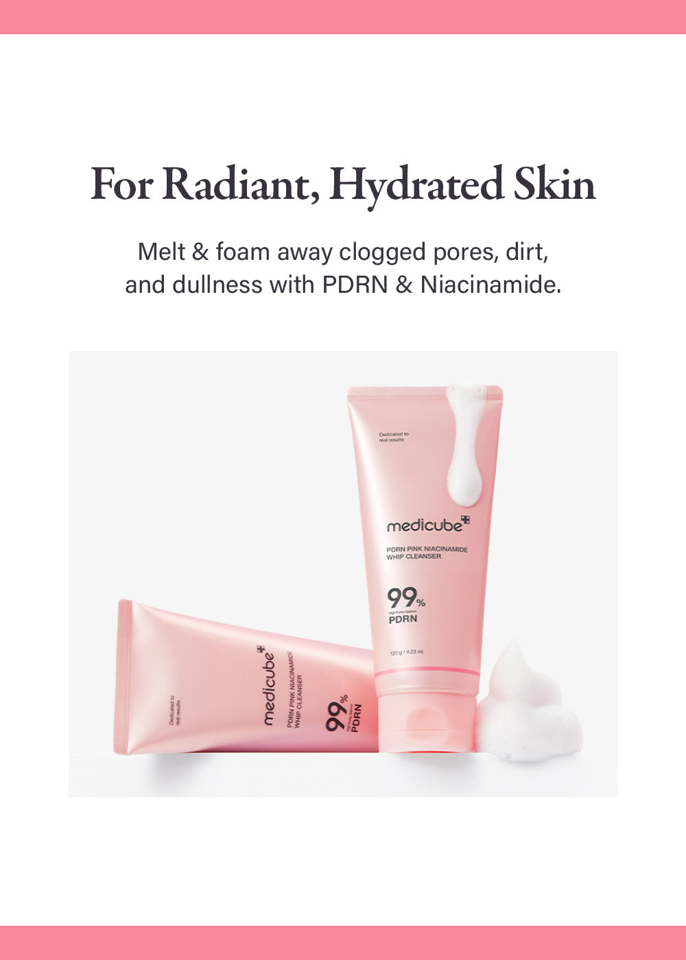 Medicube PDRN Pink Whip Cleanser for radiant, hydrated skin