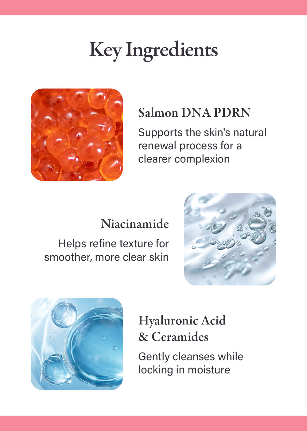 Medicube PDRN Pink Whip Cleanser key ingredients