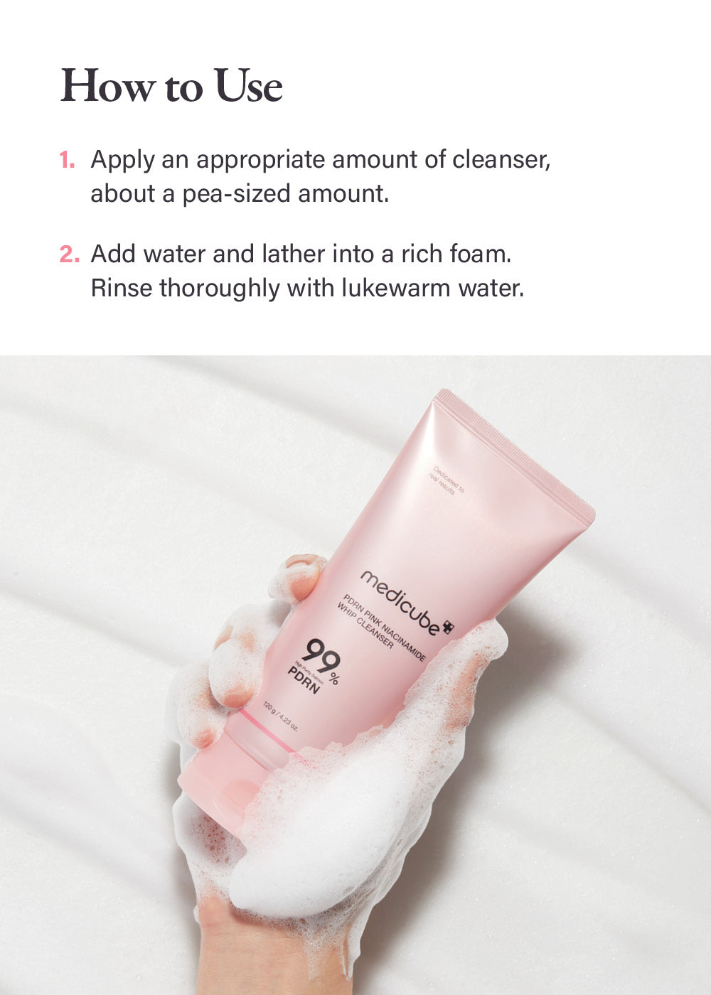 How to use Medicube PDRN Pink Whip Cleanser