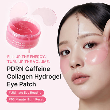 Medicube PDRN Caffeine Collagen Hydrogel Eye Patch worn under the eye