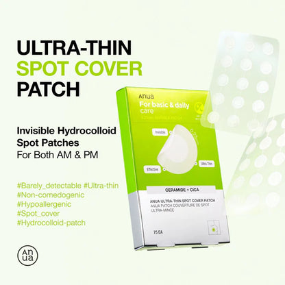 Anua Ultra-Thin Spot Cover Patch Invisible Hydrocolloid Acne Patches, Soothes & Reduces Breakouts