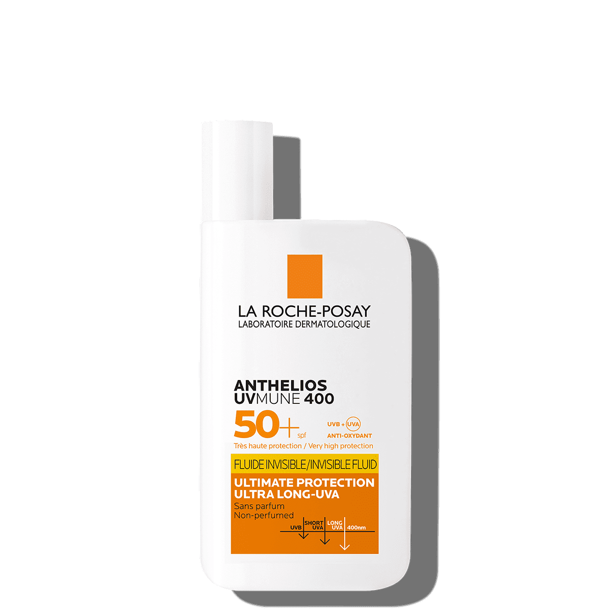 La Roche-Posay Anthelios UVMune 400 Invisible Fluid SPF50+ bottle, front packaging